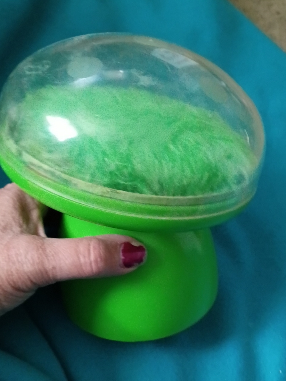 Vintage Hard To Find 1970's Mushroom Powder Holder With Puff.